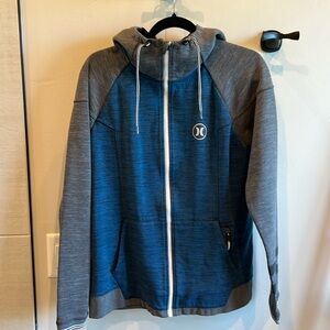 Super high quality full-zip hoodie, Hurley men’s size M, color block blue & gray